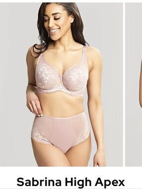 Panache Sabrina High Apex Bra And High Rise Panty Set In Vintage Pearl 32E L